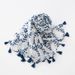 Unisex Cotton and linen thin silk scarf Women's scarf print cape Blue leaf sun fringe beach cape_viptrois.com