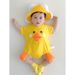 Infant And Toddler Bodysuit For Boys And Girls, Super Cute Three Dimensional Little Yellow Duck Clothes, Thin Triangle Jumpsuit, Romper_viptrois.com