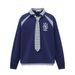 College Style Two-Piece Tie Long Sleeve Polo Sweatshirt Men's Spring Autumn Street Fashion Patchwork Plaid_viptrois.com