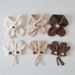 Kids' scarf, hat & glove sets Children's fleece thick gloves scarf Baby fleece bear embroidered warm suit_viptrois.com