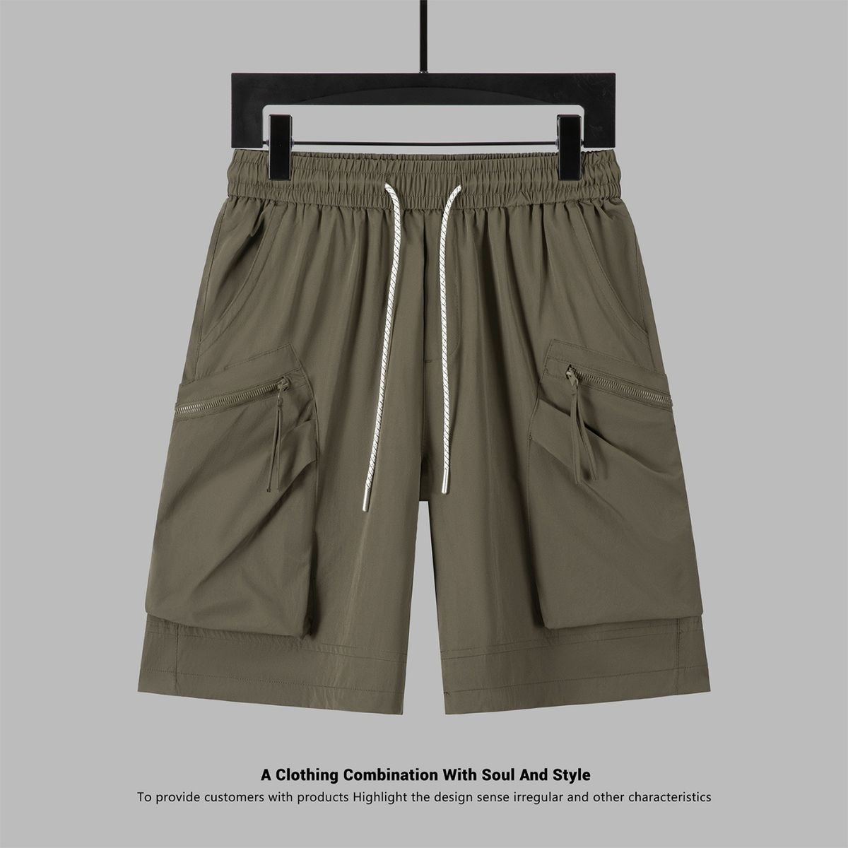 Men's Cargo Shorts Summer Casual Streetwear High Pocket Loose Fit Breathable Quick-Dry Workout Shorts_viptrois.com