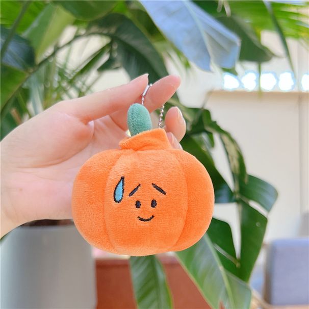 Halloween Pumpkin Keychain Plush Toy - Cute Backpack Charm, Ghost & Jack-O-Lantern Accessory (9-12cm, Ultra-Soft Short Plush, PP Cotton Filled)_viptrois.com
