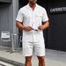 Men's Summer Casual Short Sleeved Shirt And Shorts Set White Drape Breathable Loose Fit Two Piece Suit for Wholesale_viptrois.com