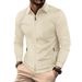 Men's Clothing Men's Waffle Knit Zip-Up Jacket With Stand Collar - High Street Casual Autumn Coat For Men_viptrois.com