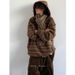Autumn Thick Hooded Heavyweight Hoodie Men's Loose Casual Woolen Striped Jacket_viptrois.com