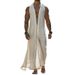 Men's Clothing Casual Robe Spring And Summer Sleeveless Button Cardigan Long Fashion Windbreaker_viptrois.com