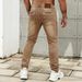 Men's Slim Straight Leg Retro Jeans With Leather Patch, Dark Coffee, Stretch Denim Comfort Fit Versatile Wardrobe Essential_viptrois.com