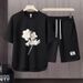 Men's Clothing 2024 Waffle Casual Summer Suit Men's Loose Teen Short sleeved T shirt Shorts Handsome Two piece Suit_viptrois.com