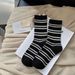 Wool Socks For Men And Women, Warm Thermal Mid-Crew Socks With Striped Pattern, Soft And Breathable, Unisex Casual Socks For All Seasons_viptrois.com
