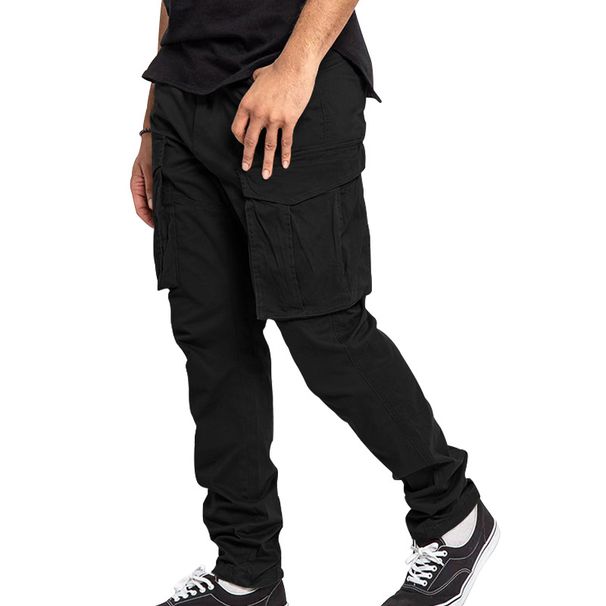 Men's Summer New Loose Workwear Pants Drawstring Multi-Pocket Straight Leg Pants_viptrois.com
