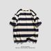 Trendy Striped Short Sleeved For Men, Summer , Trendy Teenagers, Fashionable And Cool Casual Versatile Loose T-shirt_viptrois.com