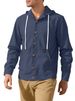 Spring And Autumn Men's Button Down Shirt Loose Linen Casual Simple Beach Hooded Long Sleeved Jacket_viptrois.com