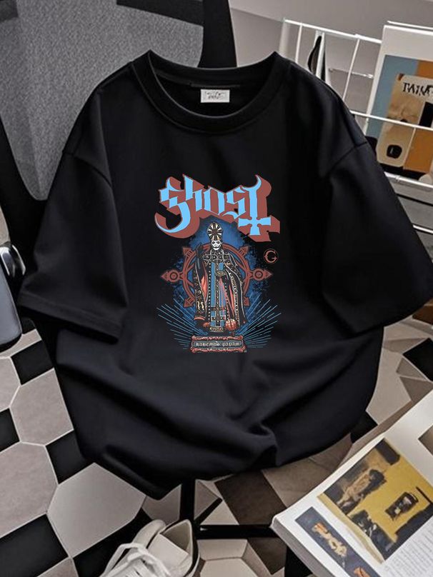 Men's Ghost B.C. Habemus Papam Slim Fit T-shirt Small Black Stylish Unisex Stretched Versatile Comfortable Breathable Summer Designer Clothes_viptrois.com