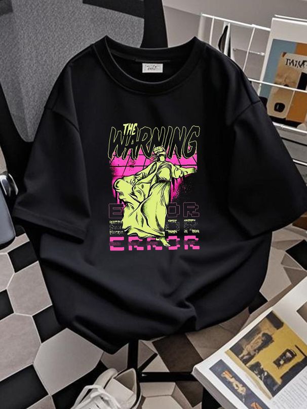 The Warning Band Error T-Shirt Unisex Rock Band Tee Fashion Homme Comfortable Summer Casual Slightly Soft Designer Clothes Versatile Graphic_viptrois.com