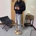 Men's Clothing Retro Two Piece Pants Design Advanced Camouflage Patchwork Jeans Cleanfit Straight Pants_viptrois.com