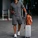 Men’s Summer Waffle-Knit Contrast Trim Set – V-Neck Short Sleeve & Shorts Casual Sportswear Outfit – Breathable & Stylish Matching Two-Piece_viptrois.com