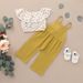 Girls spring and autumn 2024 new European and American popular small floral sleeveless top + solid color suspenders two-piece suit_viptrois.com