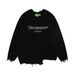 Men's Clothing Slouchy Ripped Sweater Men's Loose Street Trend Embroidered Monogram Crew Neck Sweater_viptrois.com