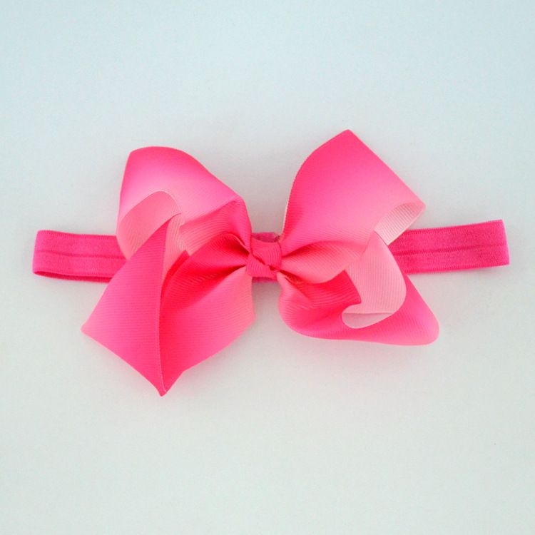 European And American Children's Hair Accessories Gradient Color Bow Headband Ribbed Ribbon Button Knot Baby Headband Headdress_viptrois.com