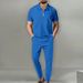 Men's Clothing Summer New Men's Waffle Casual Lapel Short Sleeved Zipper Suit Fashion Solid Color Suit_viptrois.com