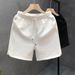 Men's Clothing Designed Rhombus Pattern White Shorts Handsome Five Quarter Pants Summer Home Wear Half Pants_viptrois.com