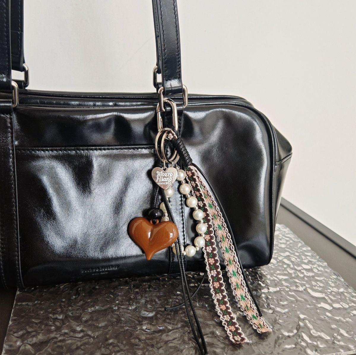 Bag Pendant Silver Heart-shaped Creative Denim Woven Rope Pendant_viptrois.com