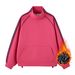 Men's Fleece American Striped Three-bar Loose Stand-up Neck Sweater Jacket_viptrois.com