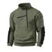 Nordmann European And American Cross-Border Men's Fleece Stand Collar Half-Zip Long Sleeve Tactical Pocket Embroidered Pullover_viptrois.com