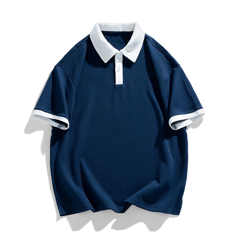 Men's Summer Solid Color Polo T-Shirt Heavyweight Soft Polyester Short Sleeve Trendy For Students And Commuters_viptrois.com