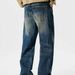 American Washed Micro Flared Jeans Men's Summer Trend Brand Loose Straight Leg High Street Vibe Long Pants_viptrois.com