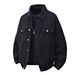 Men's Clothing Loose White Denim Jacket Men's Basic Simple Solid Color Versatile Cardigan Black Vibrato Autumn And Winter Thick Men's Jacket_viptrois.com
