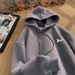 Men's Oversized Hooded Sweatshirt Lazy Style Fleece-Lined Pullover With Side Pockets, Black/White/Gray/Navy/Khaki/Burgundy_viptrois.com