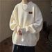 New round neck sweater for men in winter, with added velvet and thick pullover, loose base, knitted sweater jacket_viptrois.com