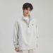 Heavyweight Half-Zip Fleece Hoodie – Unisex Oversized Pullover With Stand Collar (M-3XL, Dark Grey/Light Grey)_viptrois.com