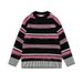 American Pink Striped Round Neck Pullover For Men And Women 2025 Autumn New Loose Casual Lazy Style Knitted Sweater_viptrois.com