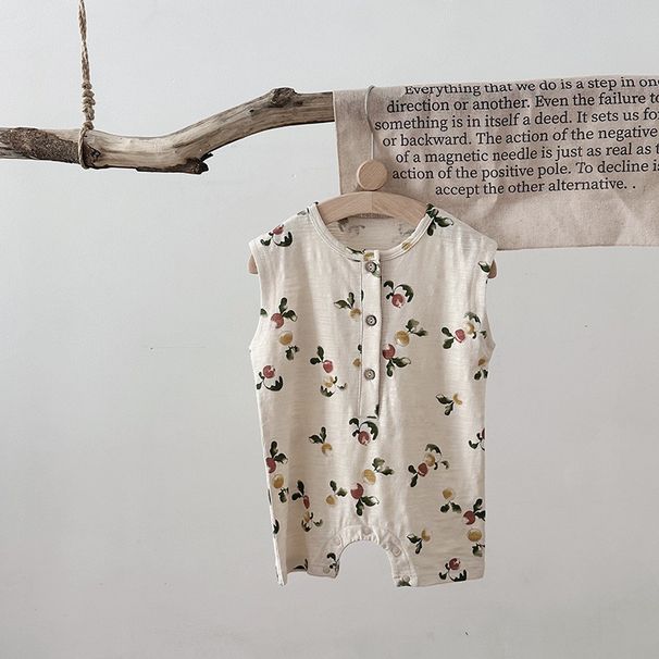 Ins Nordic Style Summer New 0 3 Years Old Baby Jumpsuit Pure Cotton Cute Fruit Print Crawling Clothes Short Crawling_viptrois.com