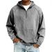 Vintage Distressed Half-Zip Hoodie – Oversized Cotton Blend Pullover For Men (10 Colors, S-4XL)_viptrois.com