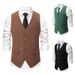 Men's Large Size Vest Business Dark Green British Slim Fit Suit Medieval Vest_viptrois.com