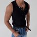 Men's Clothing Casual Henley Collar Sleeveless Vest Summer New Hot Selling Sports Fitness Waistcoat Men's Wear_viptrois.com