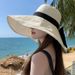 Enlarged And Widened Fisherman's Women's Colored Rubber Sunshade Hat, Outdoor UV Resistant Beach, Large Brim Bow Shaped_viptrois.com