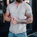 2023 Trendy Men's Fashion European Size 6XL Button Henry Round Neck Short Sleeve Slim Fit Solid Color T-Shirt_viptrois.com