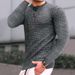 Men's Casual Checkered Knit Long Sleeve T-Shirt - Loose Fit Round Neck Pullover Top For Spring & Fall_viptrois.com