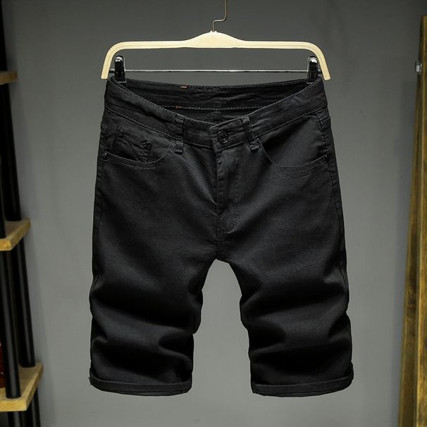 Men's Retro Style Washed Light Colored Cargo Denim Shorts Elastic Waist Loose Fit Straight Leg Five Point Mid Length Trendy Pants_viptrois.com