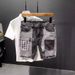 Men's Clothing Personalized Multi Pocket Stitching Contrast Color Versatile Denim Shorts Trendy Casual Shorts_viptrois.com