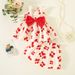 Kids’ Clothing Children's Clothing Bow Suspenders Tops And Shorts Sweet Print Two Piece Suit_viptrois.com