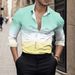 Men's Clothing Men's Slim Fit Ombre Digital Print Long Sleeve Shirt - Breathable Casual Office Wear For Spring & Autumn_viptrois.com