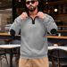 Men's Clothing European And American Color Matching Autumn And Winter Loose Casual Fleece Stand Collar Pullover Half Zip Long Sleeve Sweatshirt_viptrois.com