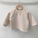 Baby clothing Thick hoodie baby warm waffle plus fleece long sleeve top_viptrois.com