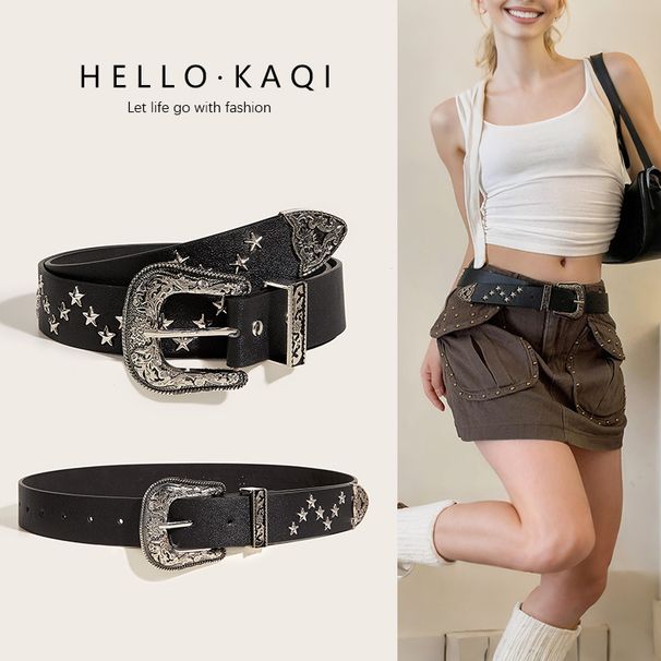 American Y2K Small Star Rivet For Women, Millennial Hot Girl Punk Style Fashion Versatile Jeans Belt_viptrois.com