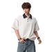 Summer Men's High-end Spliced Lapel Polo Shirt, Short-sleeved, Business Casual, Fashionable, Versatile, Loose And_viptrois.com